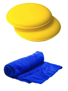 2 x Foam Wax Applicators & 1 x Soft Blue Microfibre Cloth Microfibre cloths Monster Detail 