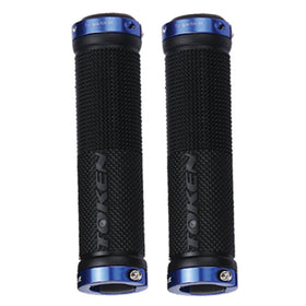 Token Alloy Double Lock MTB Gel Grips Pair (Blue)