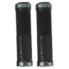 Token Alloy Double Lock MTB Gel Grips Pair (Silver)