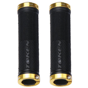 Token Alloy Double Lock MTB Gel Grips Pair (Gold)